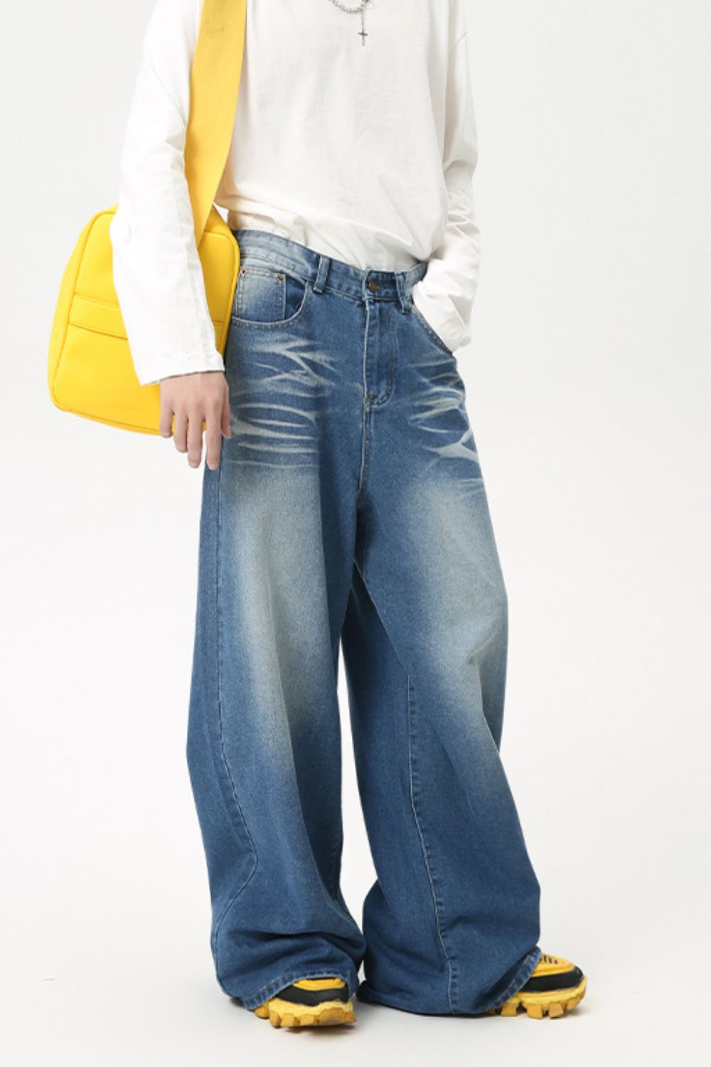 Buy Wide Leg Jeans with Pockets by Faz