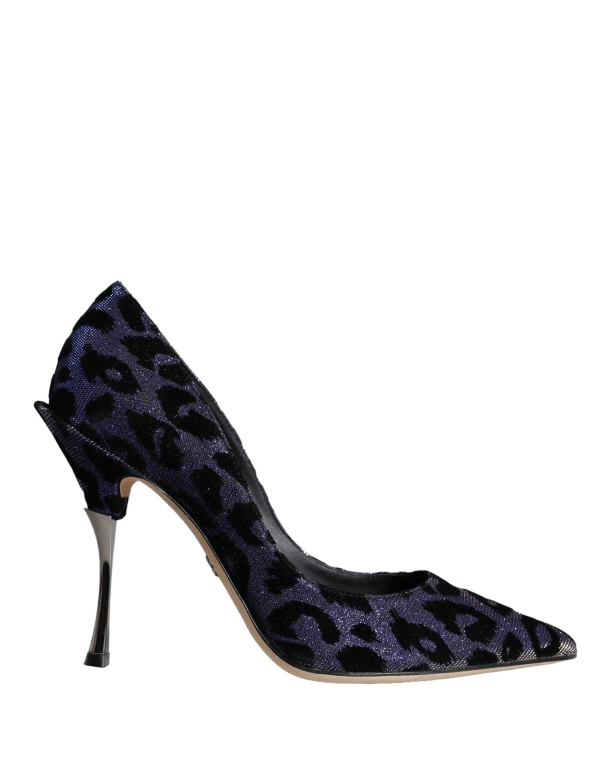 Dark Blue Leopard Lurex Heels Pumps Shoes