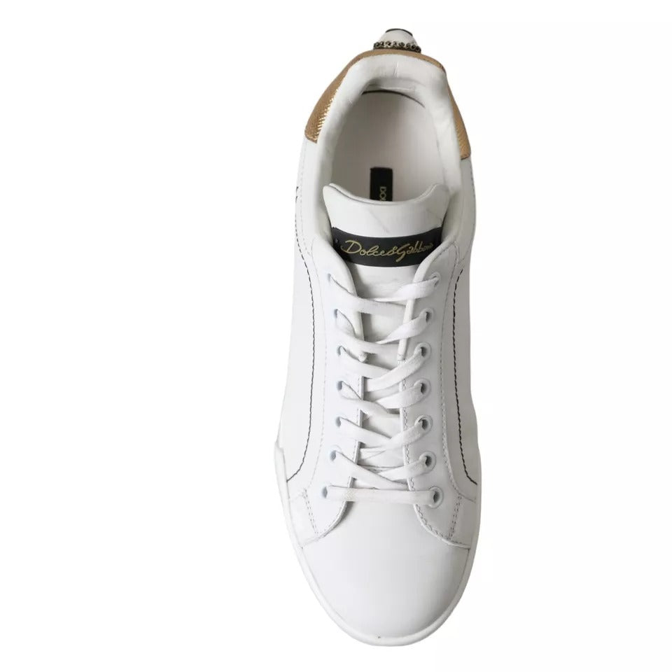 White Leather Portofino Low Top Sneakers Shoes