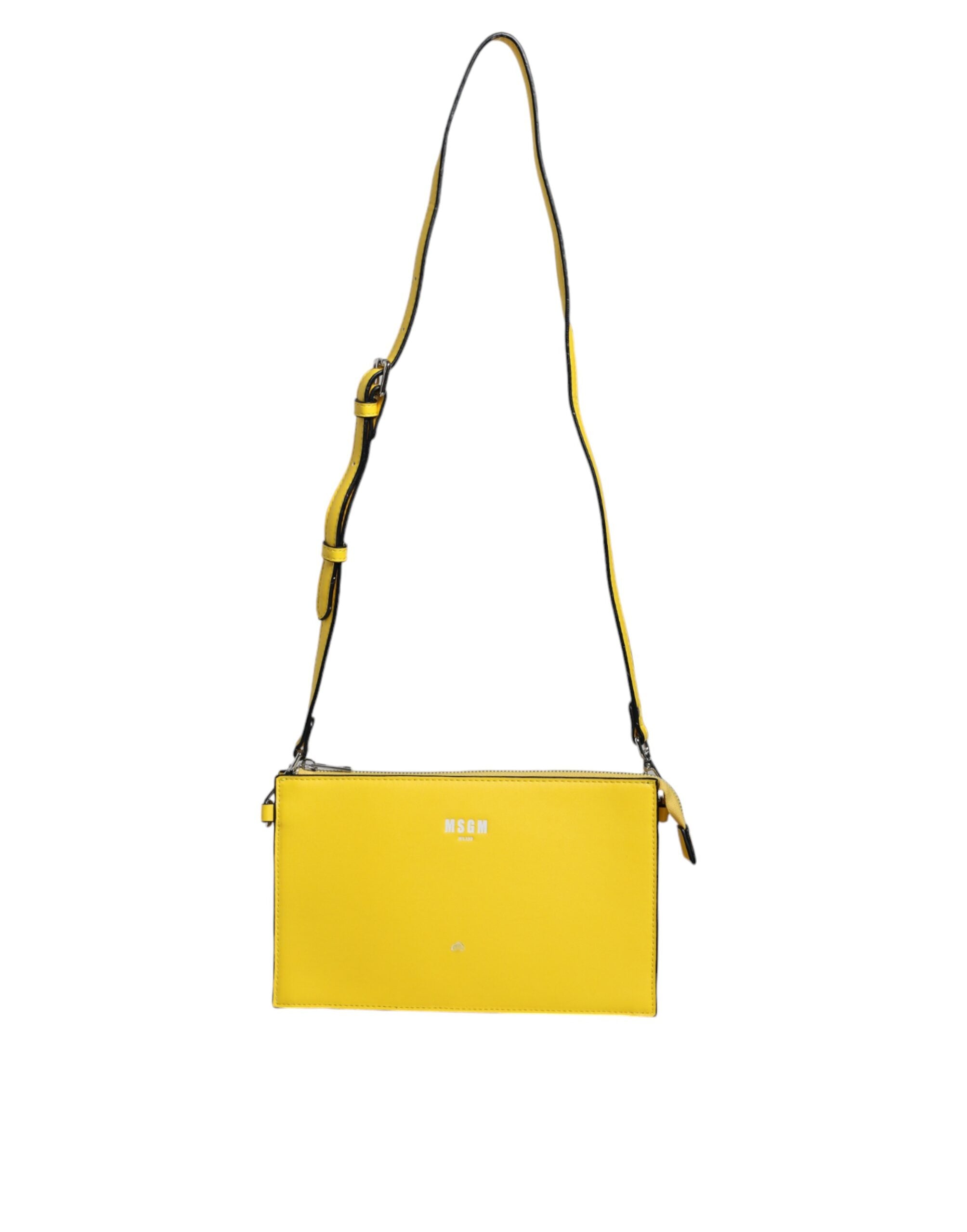 Yellow Leather Logo Crossbody Sling Shoulder Bag