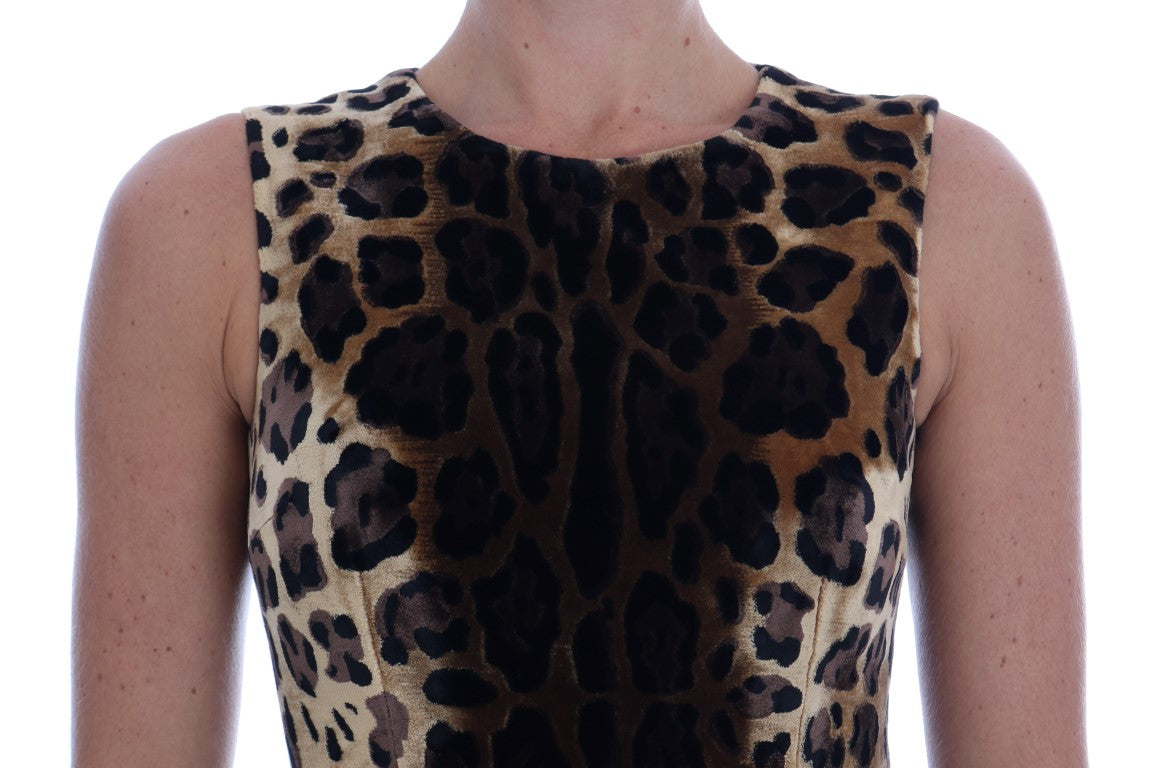 Buy Sleeveless Leopard Mini Sheath Dress by Dolce & Gabbana