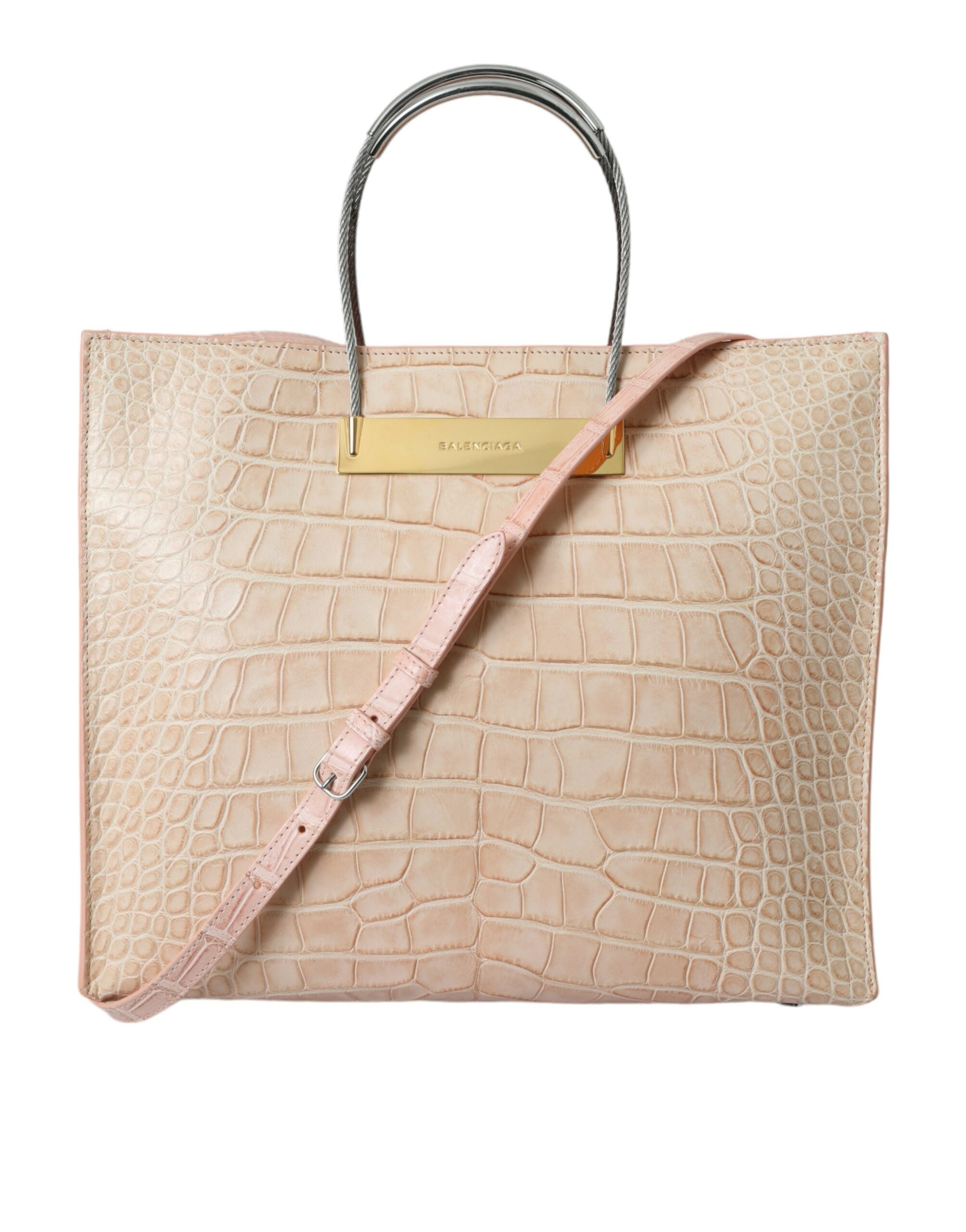 Alligator Leather Chic Pink Tote Bag