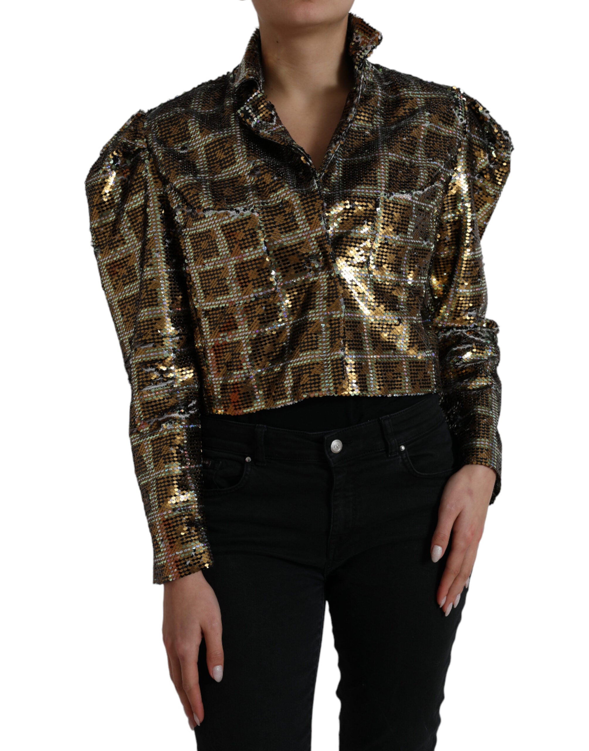 Multicolor Sequined Cropped Jacket