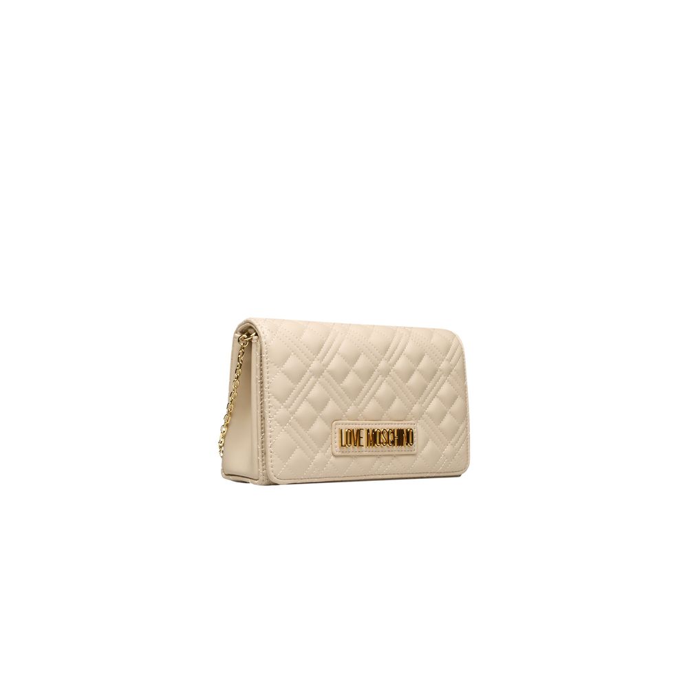 Beige Polyethylene Crossbody Bag