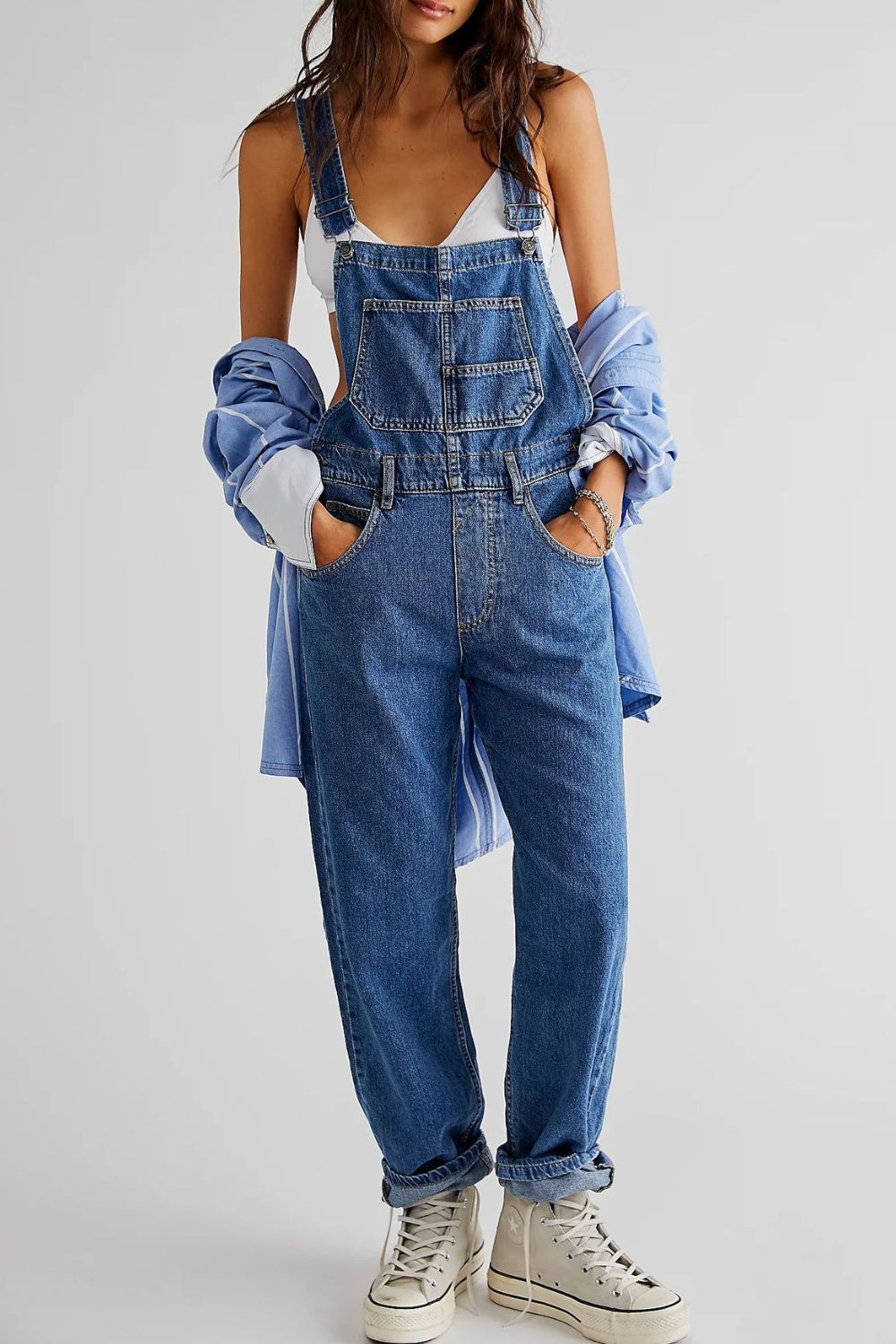 Buy Wide Strap Square Neck Denim Overalls by Faz