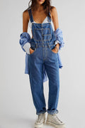 Buy Wide Strap Square Neck Denim Overalls by Faz