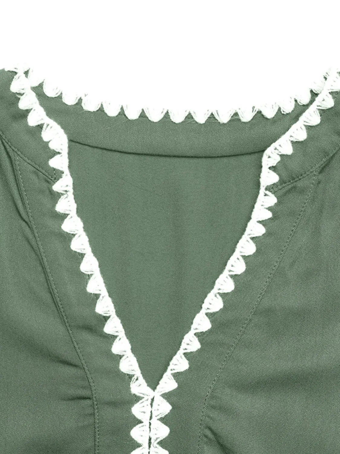 Buy Lace Detail Notched Flounce Sleeve Mini Dress by Faz