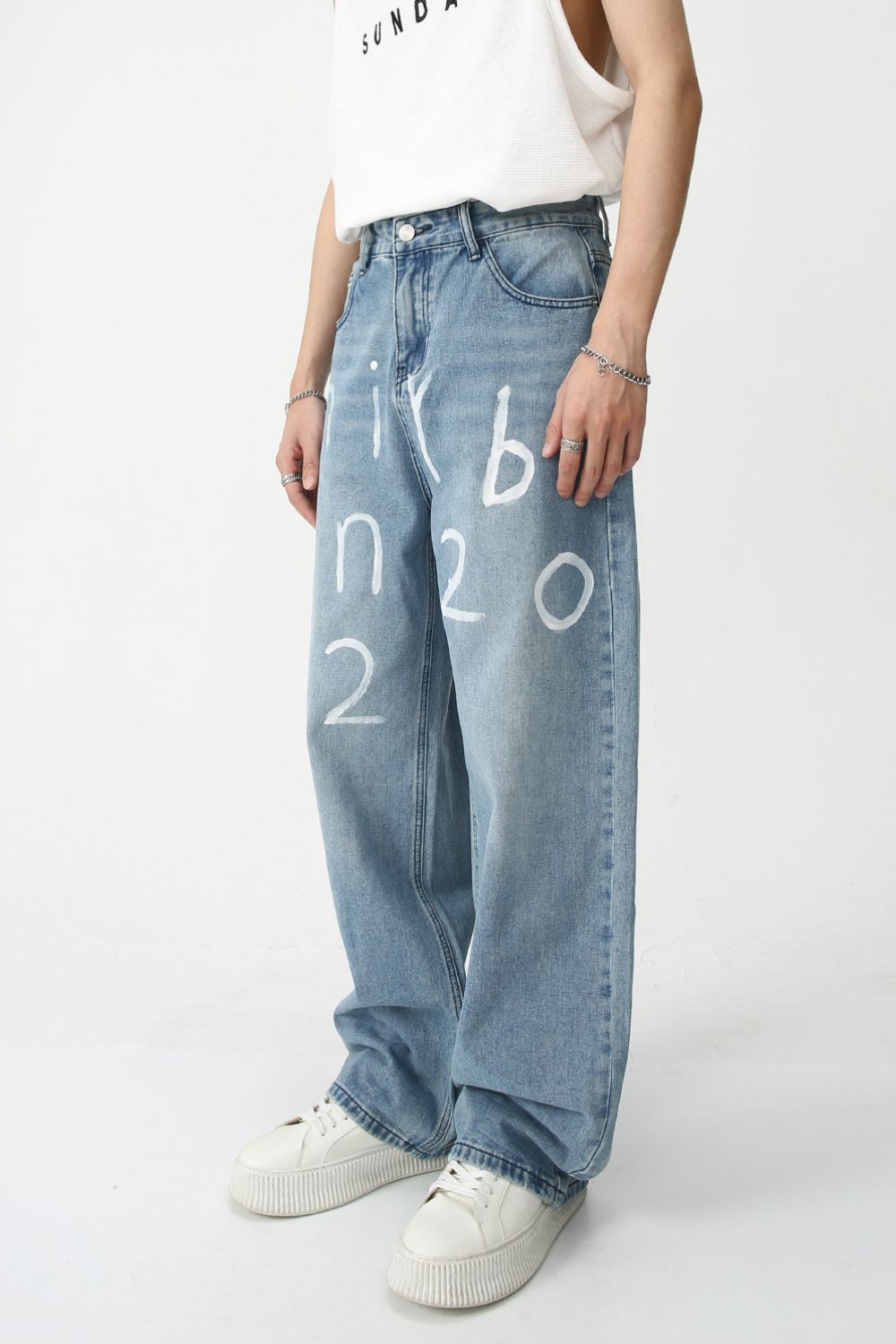 Buy Men's Graffiti Wide Leg Jeans by Faz