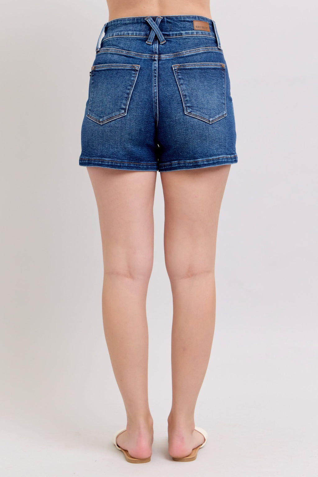 Buy Full Size Double Button Waistband Denim Shorts Plus Size by Faz