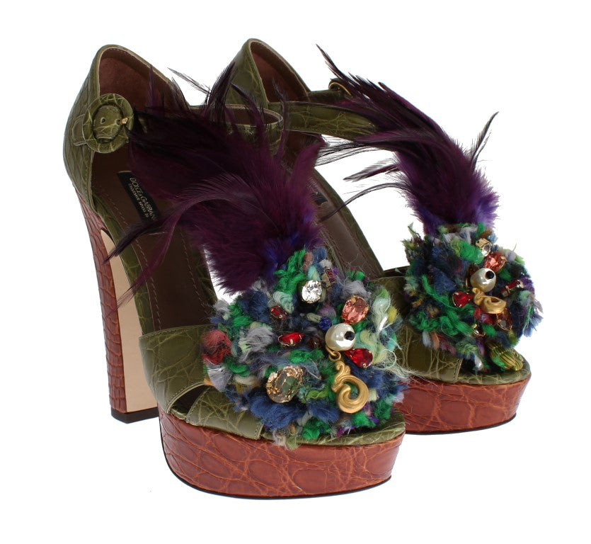 Buy Multicolor Crystal Platform Sandals by Dolce & Gabbana