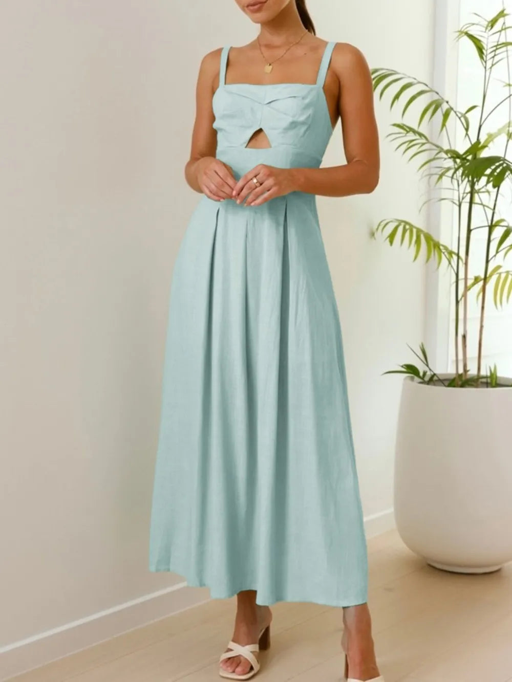 Cutout Square Neck Cami Dress