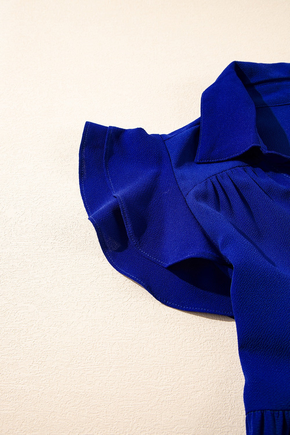 Buy Ruffled Short Sleeve Collared V Neck Tiered Midi Dress by Faz