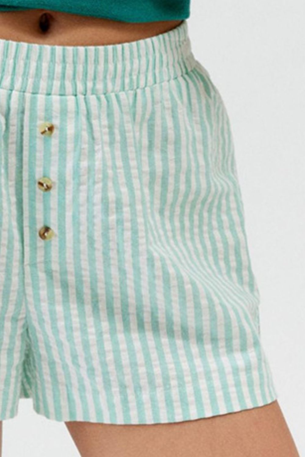 Buy Striped Elastic Waist Shorts by Faz