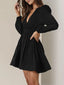 Buy Ruched V-Neck Balloon Sleeve Mini Dress by Faz