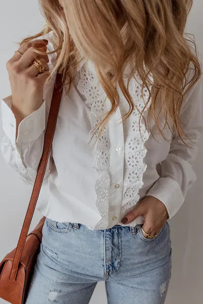 Buy Eyelet Button Down Long Sleeve Shirt by SYNZ
