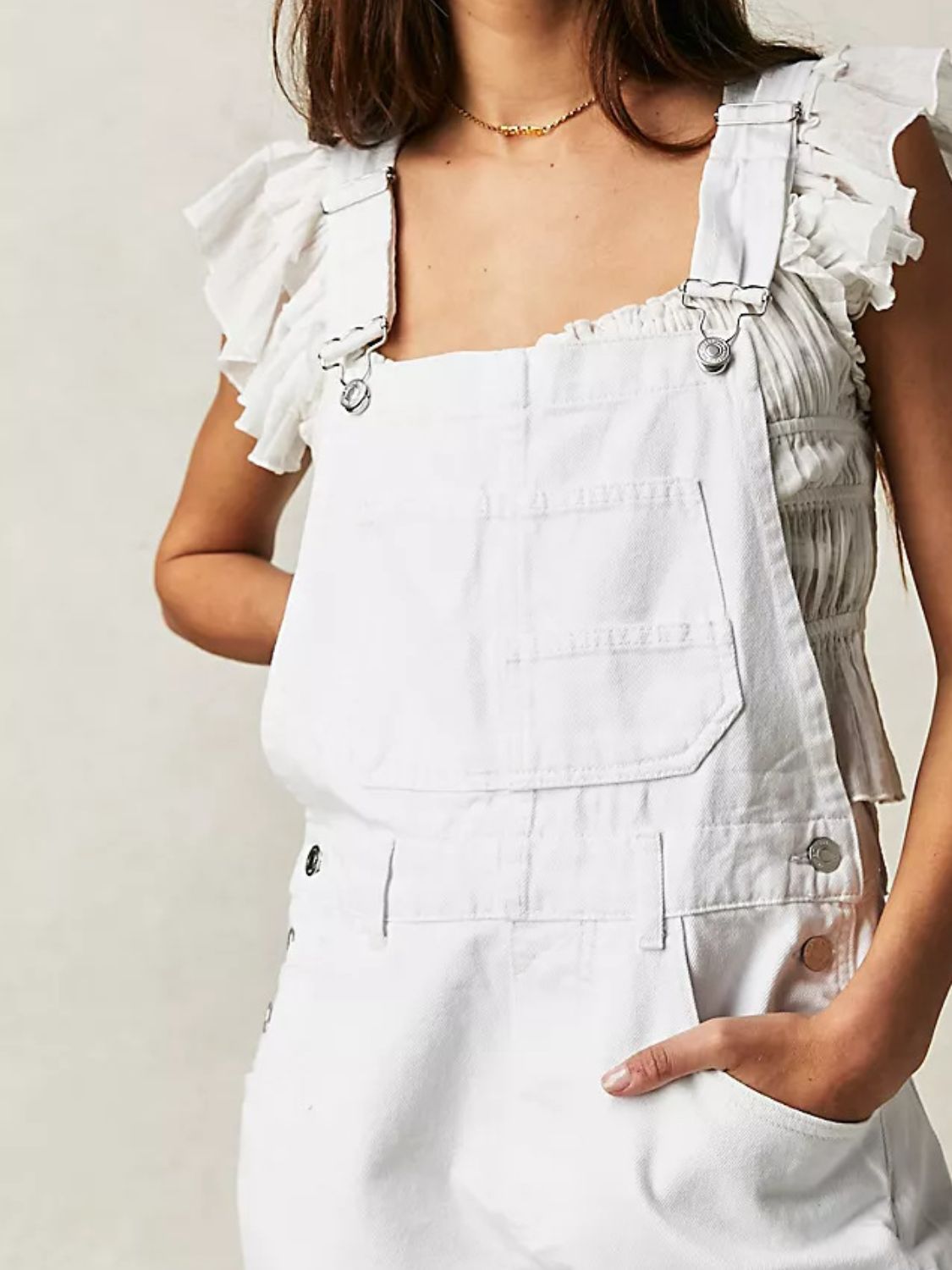 Buy Wide Strap Square Neck Denim Overalls by Faz
