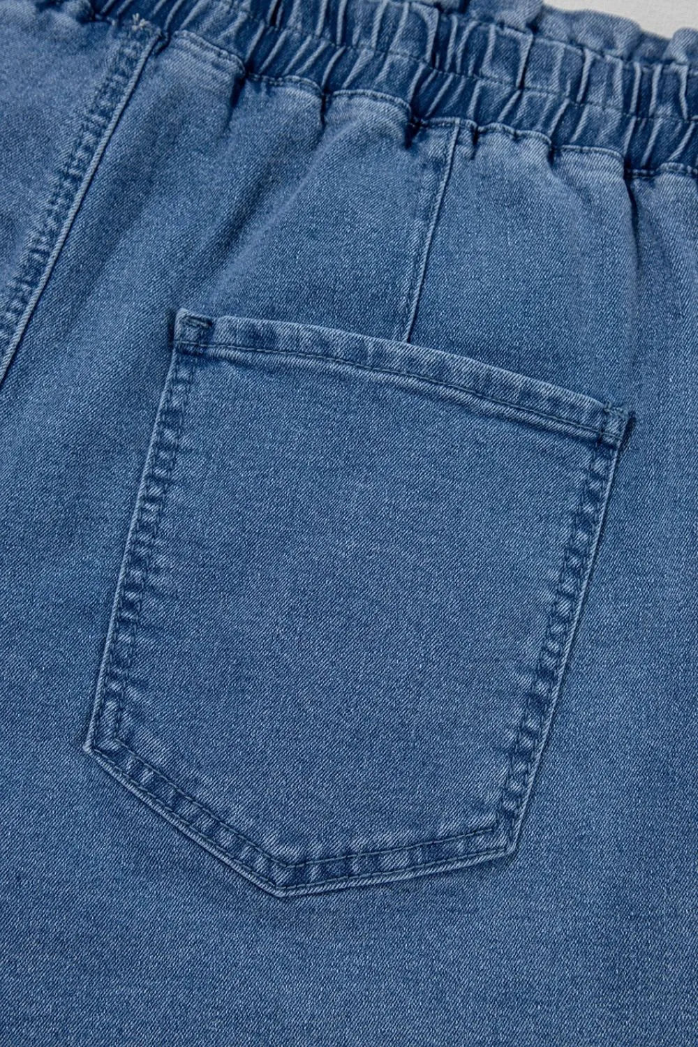 Buy Drawstring High Waist Denim Shorts with Pockets by Faz