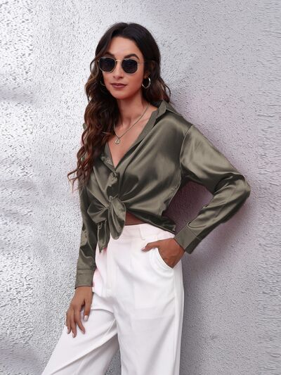 Buy Button Up Collared Neck Long Sleeve Shirt by B&S