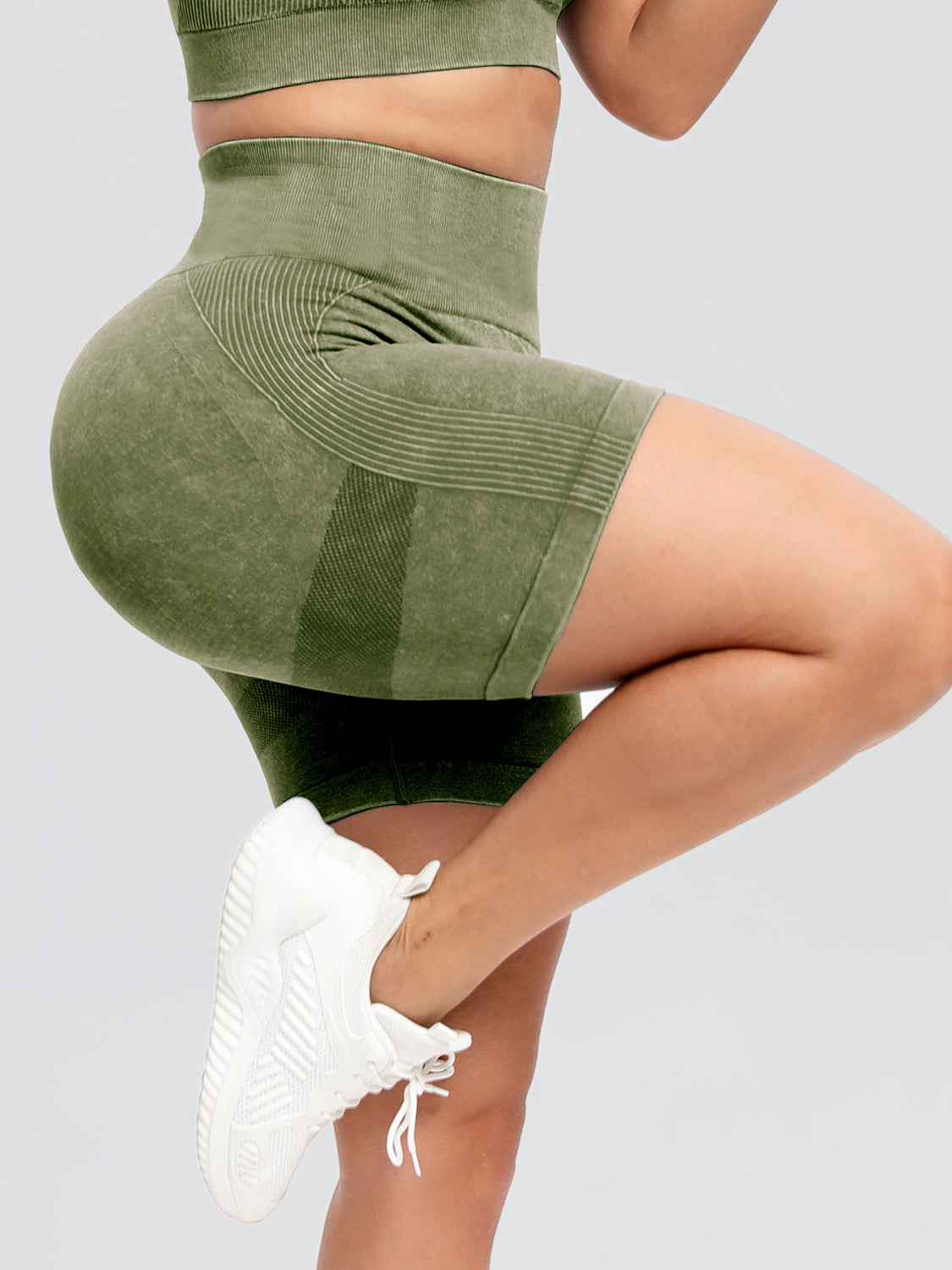 Buy Washed High Waist Active Shorts by Faz