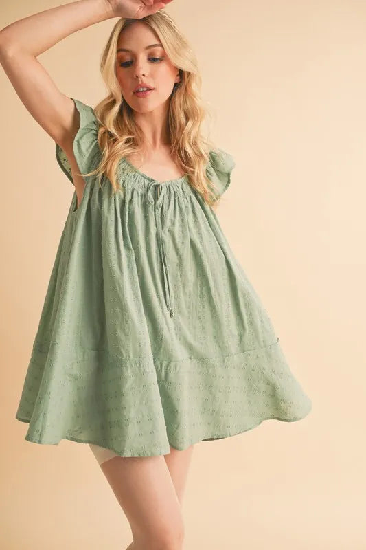 Buy Ruffled Cap Sleeve Cotton Tunic Mini Dress by Faz