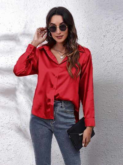 Buy Button Up Collared Neck Long Sleeve Shirt by B&S