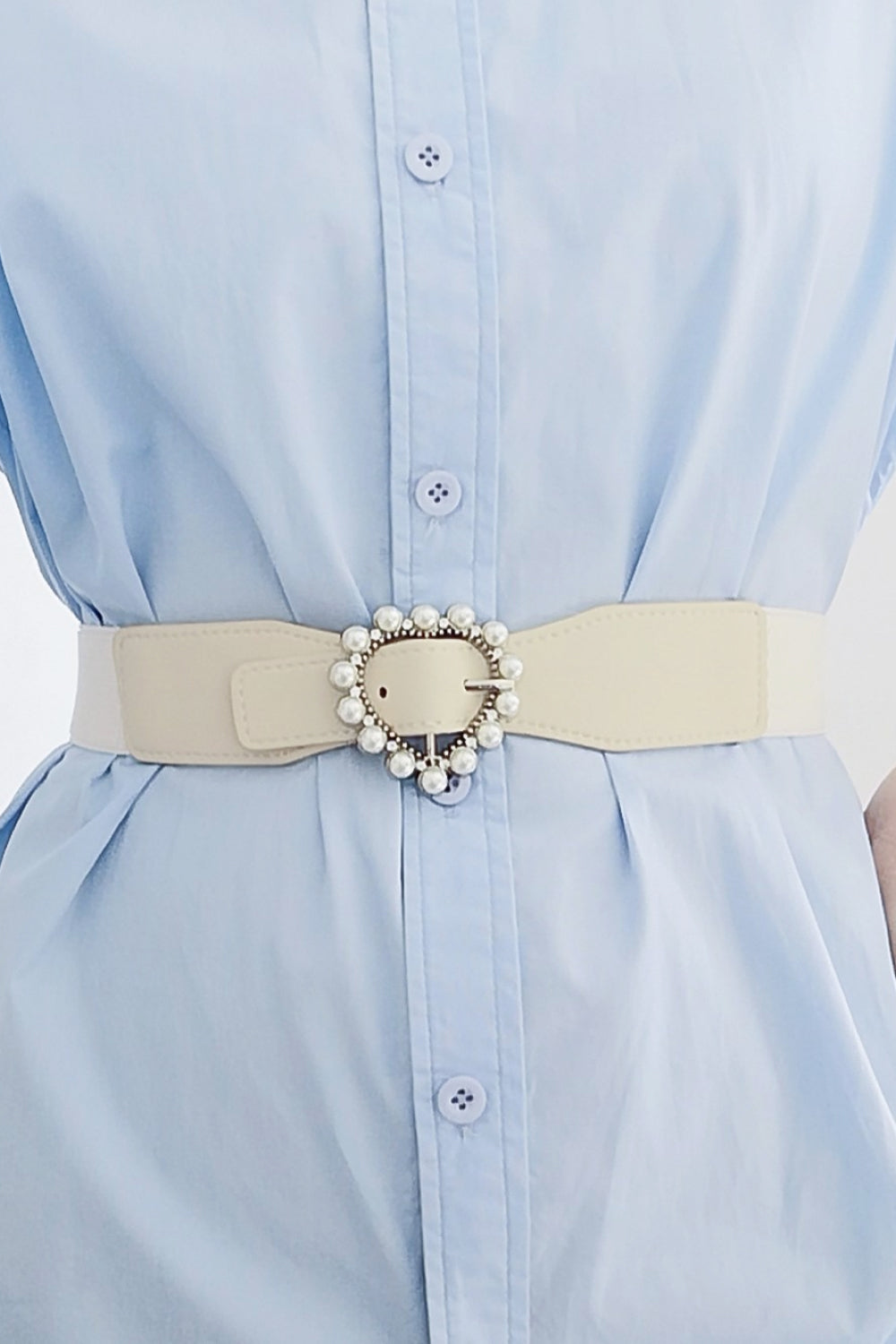 Buy Pearl Heart Buckle Elastic Belt by Faz