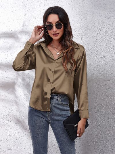 Buy Button Up Collared Neck Long Sleeve Shirt by B&S