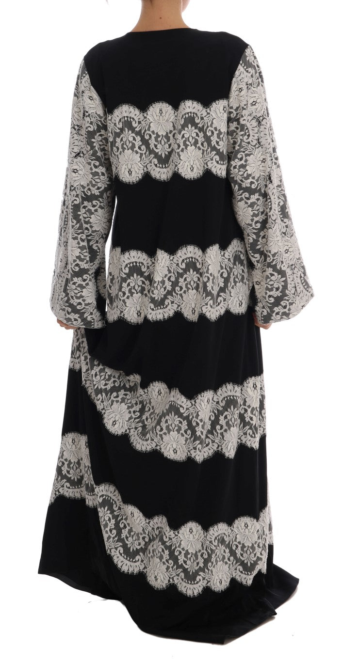 Buy Elegant Silk Floral Lace Kaftan Maxi Dress by Dolce & Gabbana