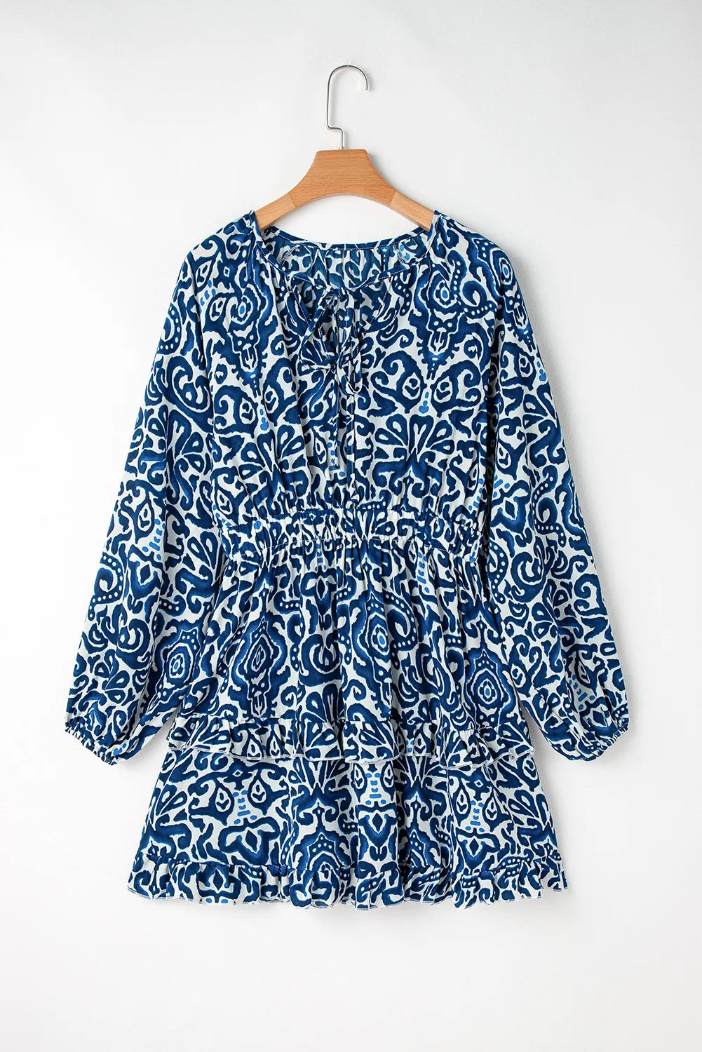 Buy Printed Tie Neck Long Sleeve Dress by Faz