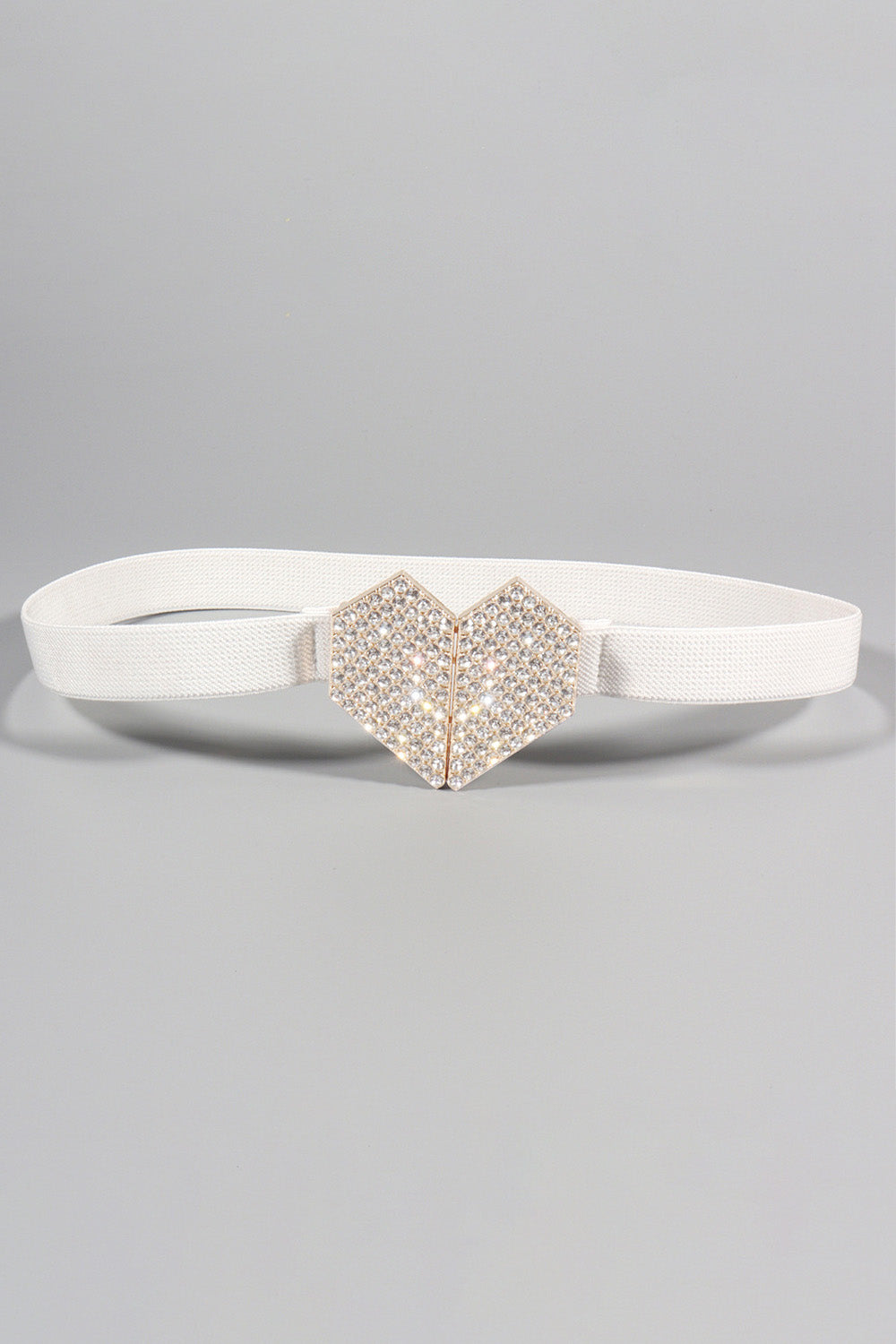 Buy Rhinestone Heart Buckle Elastic Belt by Faz