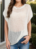 Buy Openwork Round Neck Short Sleeve Cover-Up by Faz
