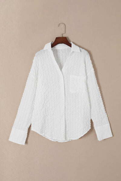 Buy Texture Collared Neck Long Sleeve Shirt by SYNZ