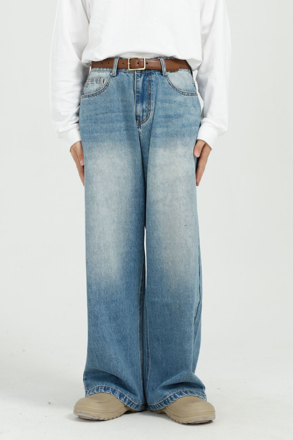 Buy Wide Leg Jeans with Pockets by Faz