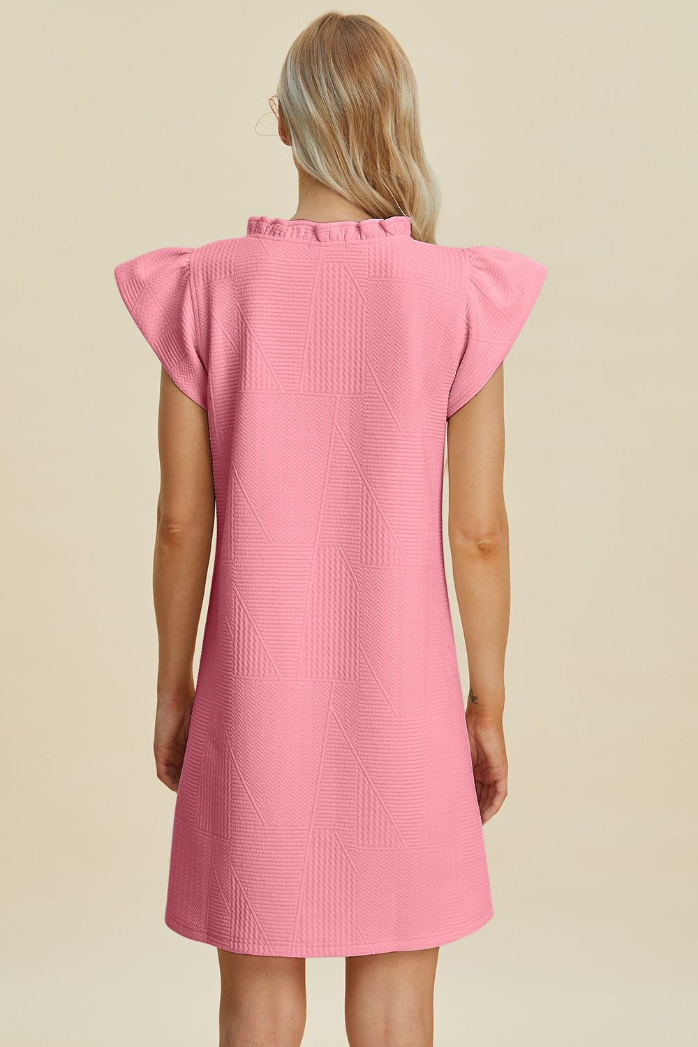 Buy Full Size Ruffled V-Neck Cap Sleeve Dress by Faz