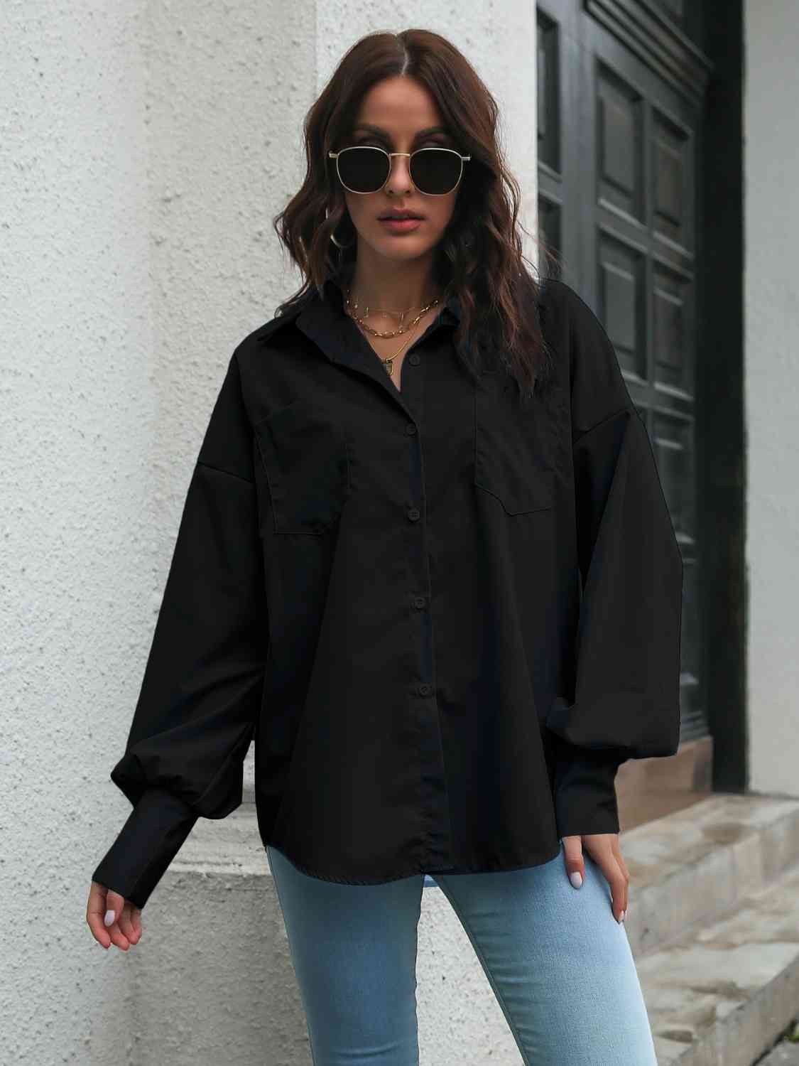 Buy Collared Neck Dropped Shoulder Buttoned Shirt by B&S