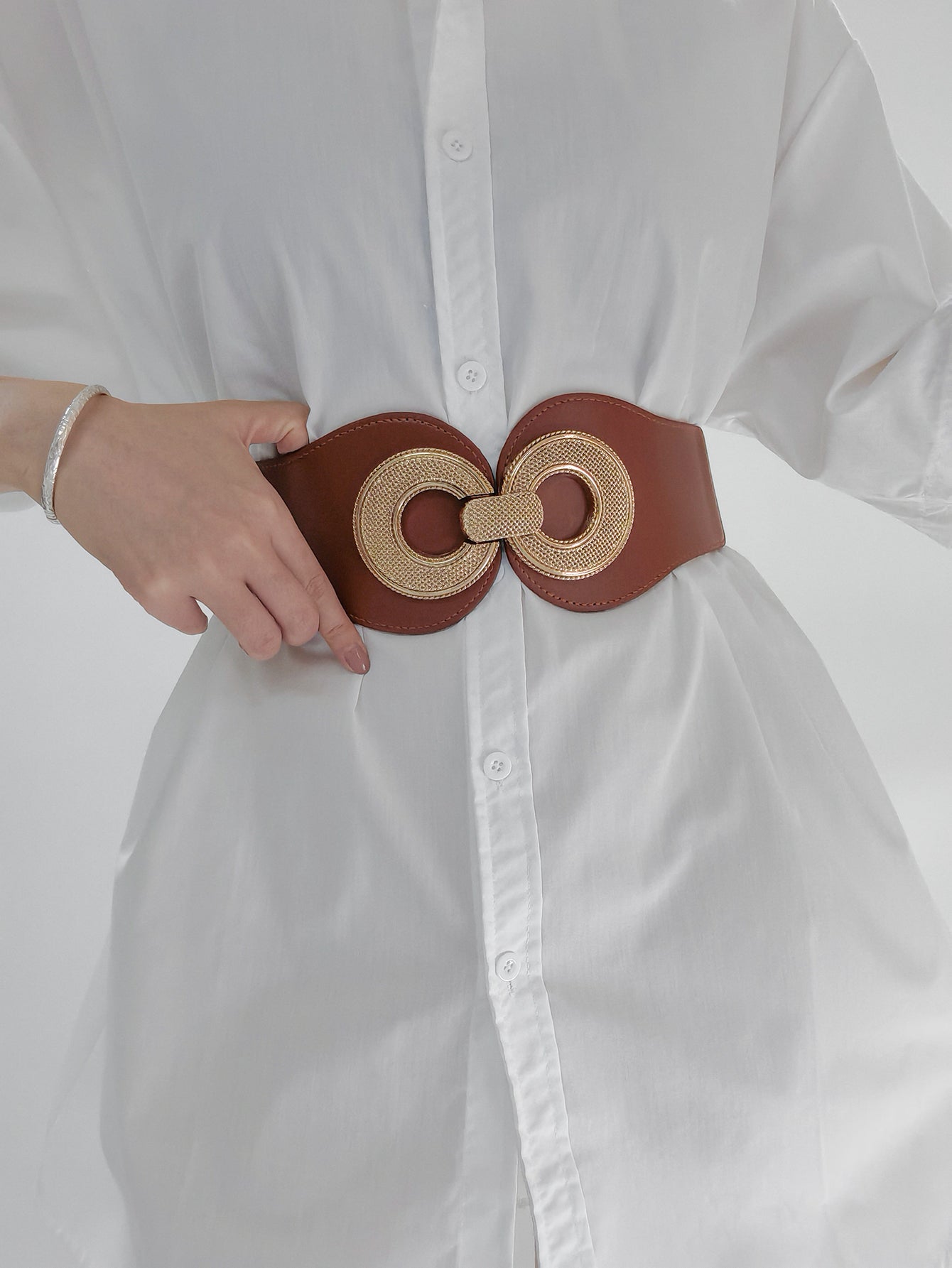 Buy Alloy Buckle Elastic PU Belt by Faz