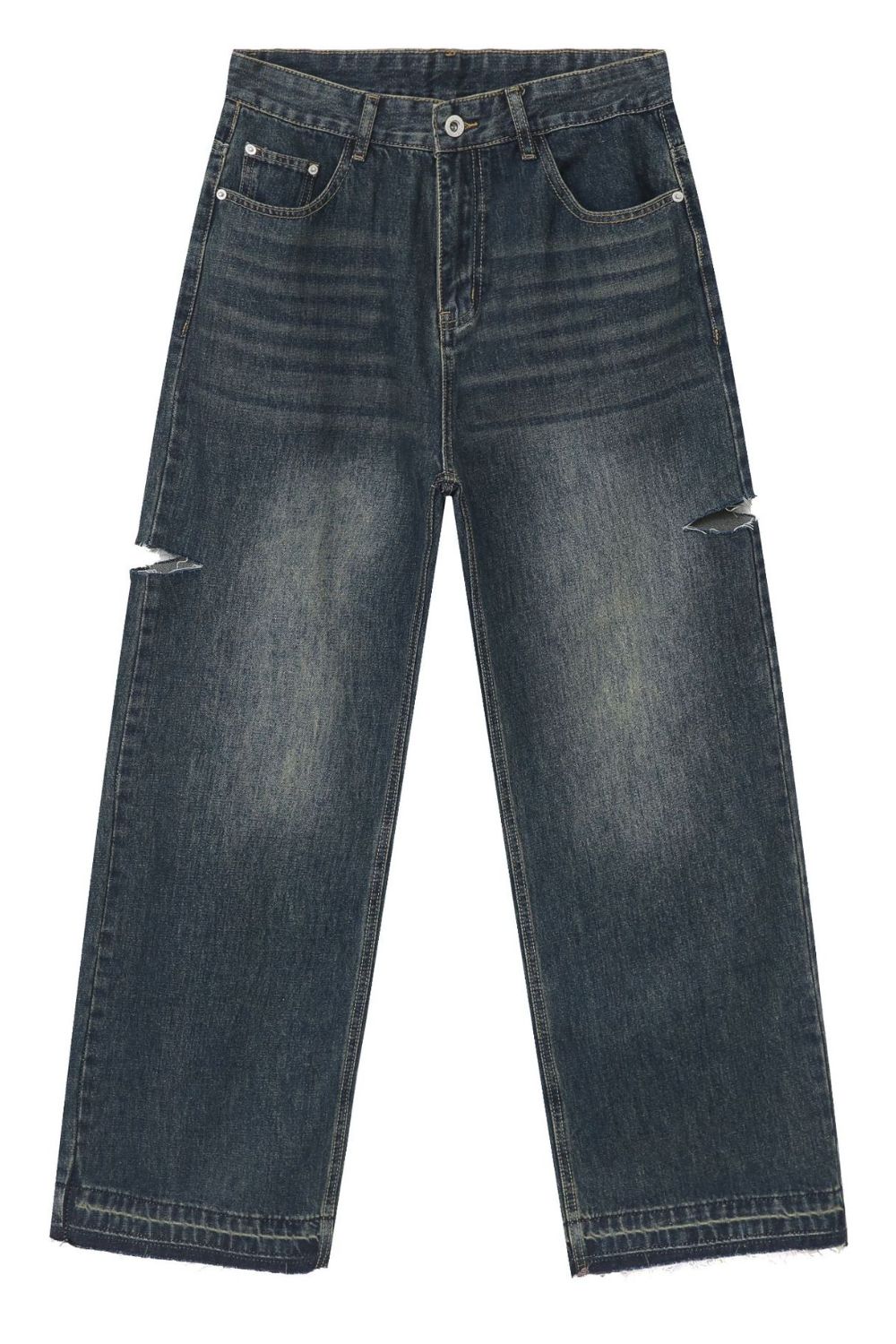 Buy Men's Raw Hem Distressed Jeans with Pockets by Faz