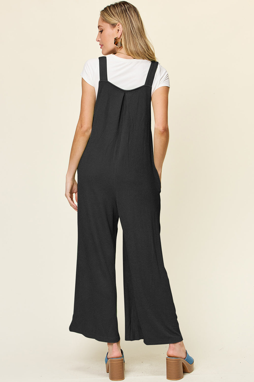 Buy Full Size Texture Sleeveless Wide Leg Overall by Faz