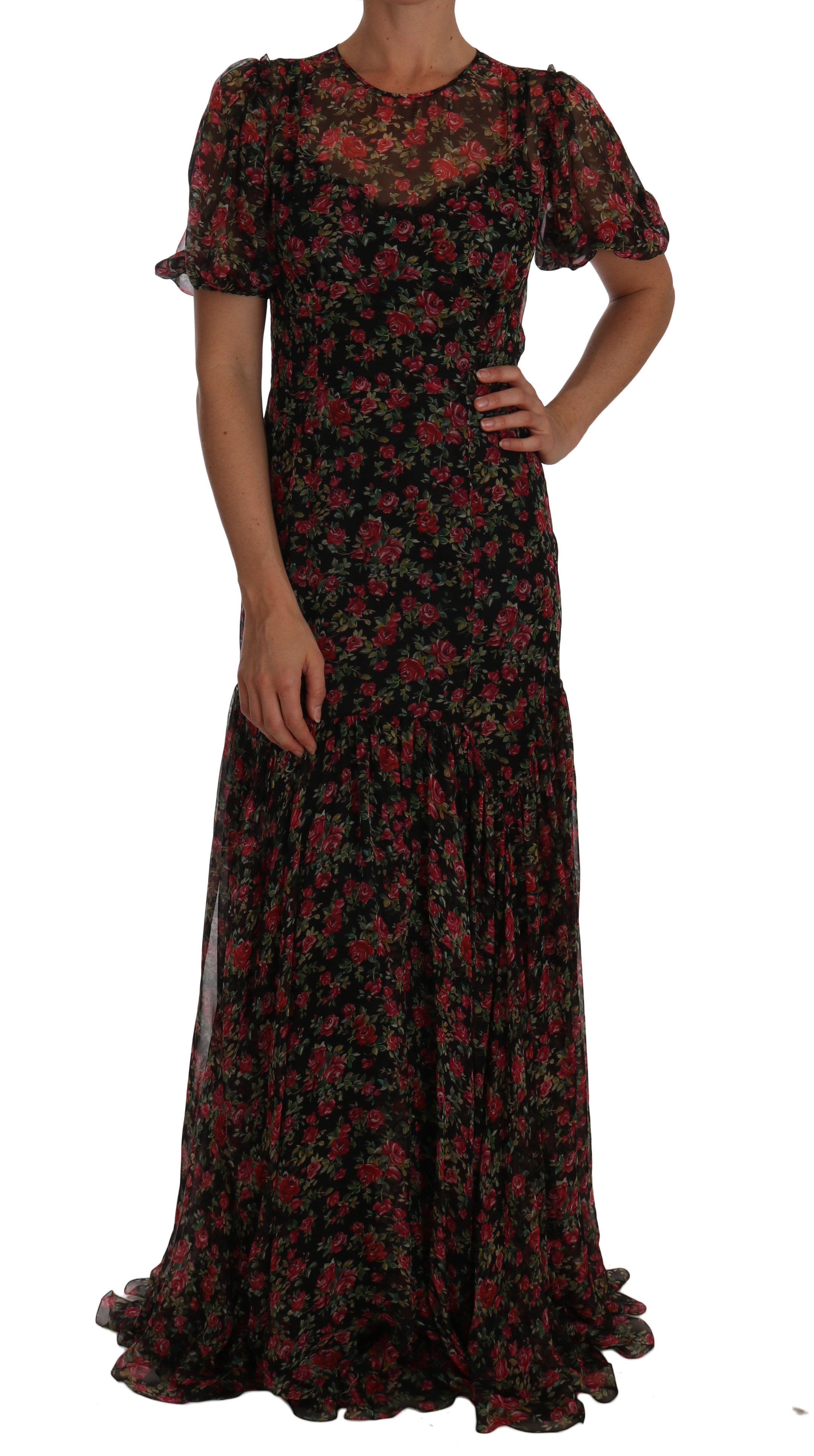 Buy Elegant Floral A-Line Silk Dress by Dolce & Gabbana