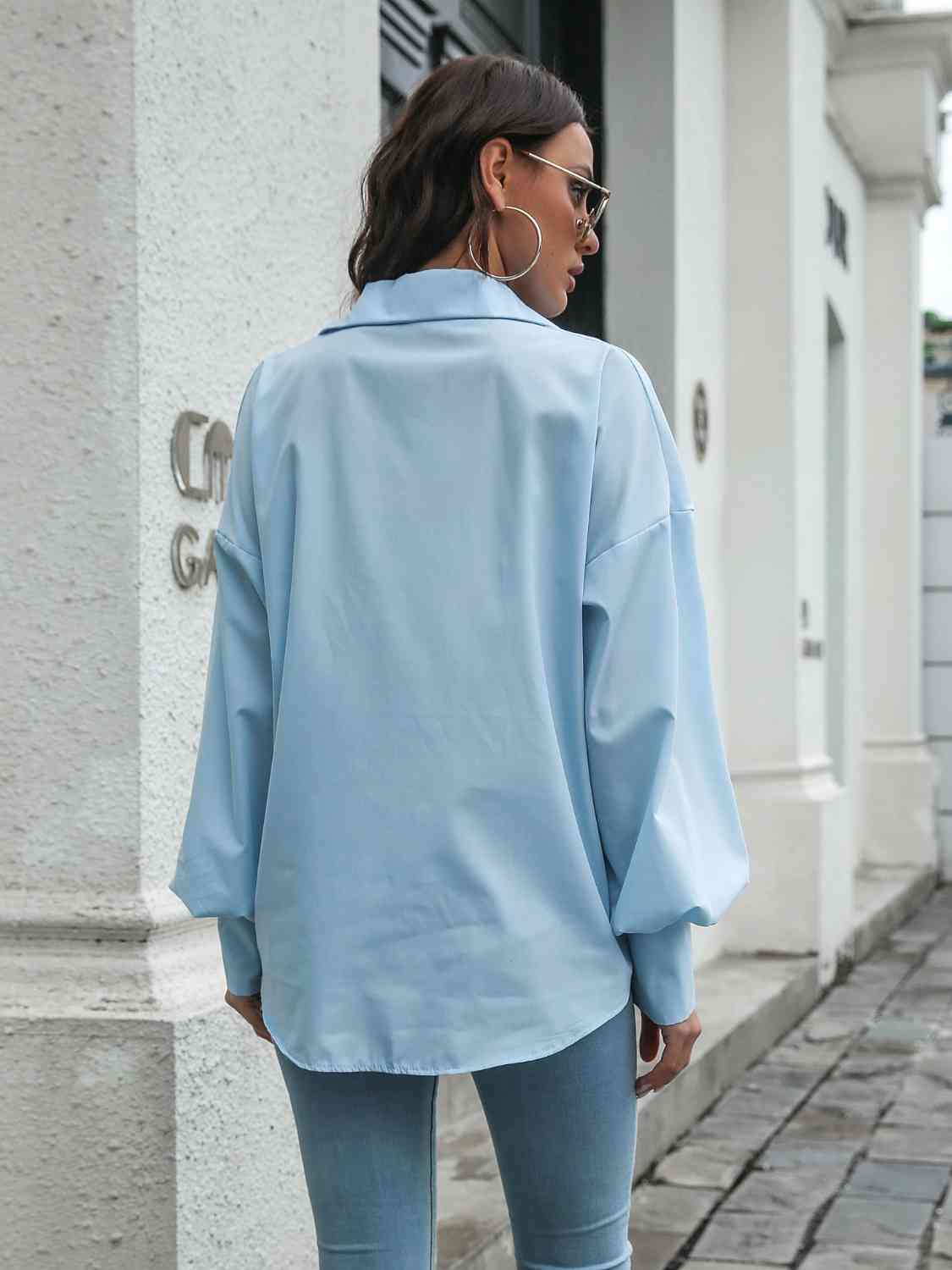 Buy Collared Neck Dropped Shoulder Buttoned Shirt by B&S