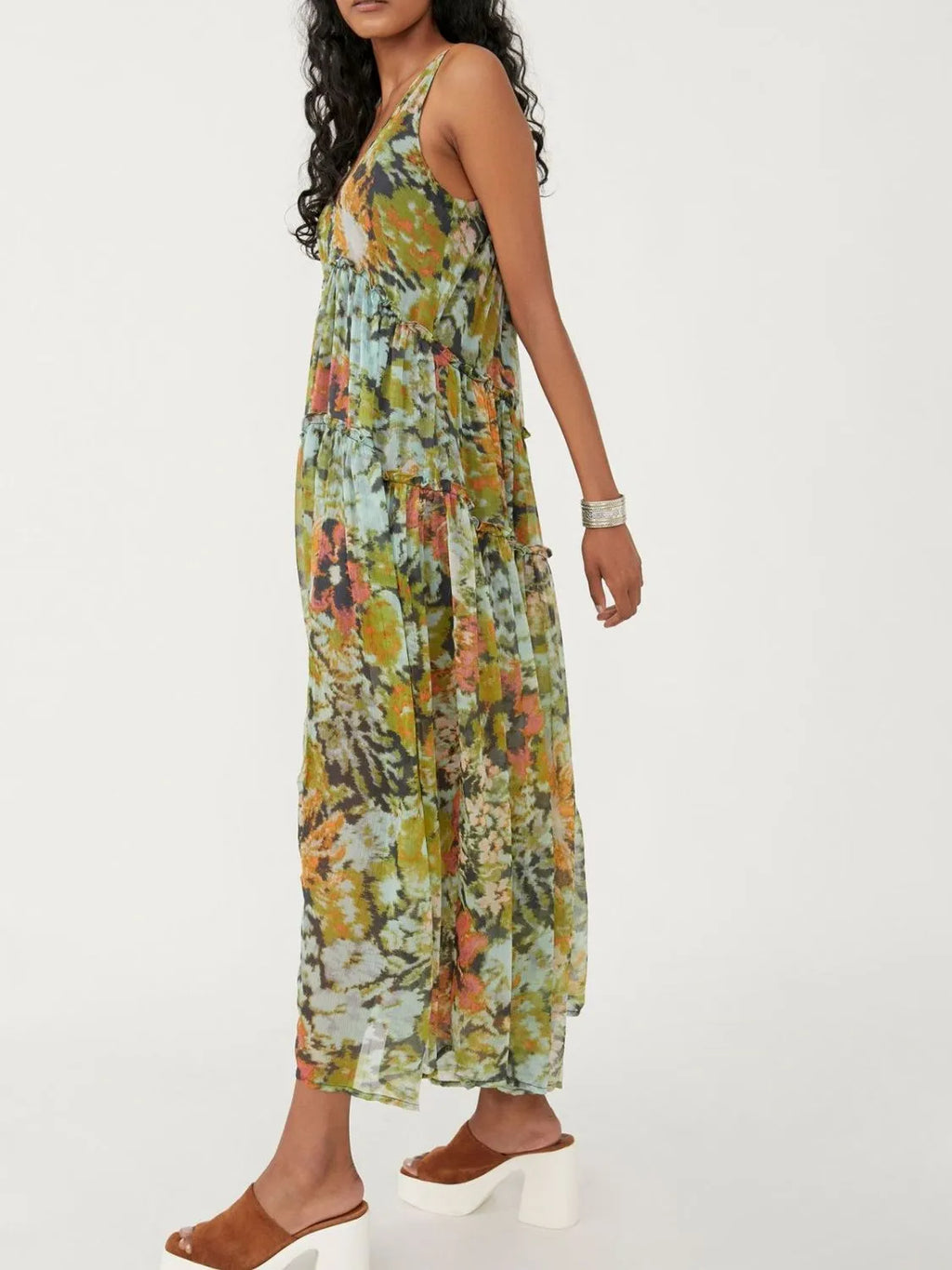 Buy Printed V-Neck Sleeveless Dress by Faz