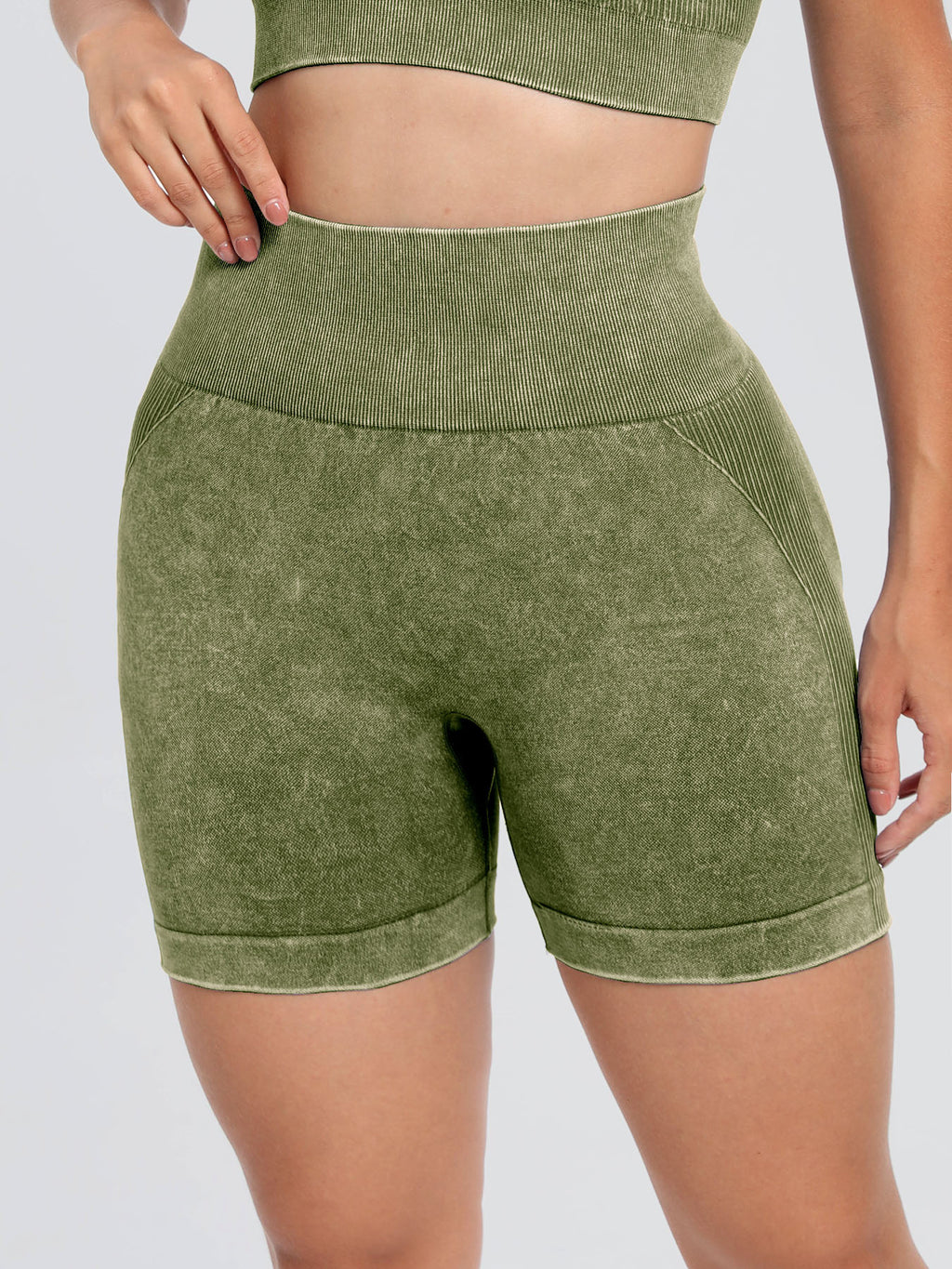 Buy Washed High Waist Active Shorts by Faz