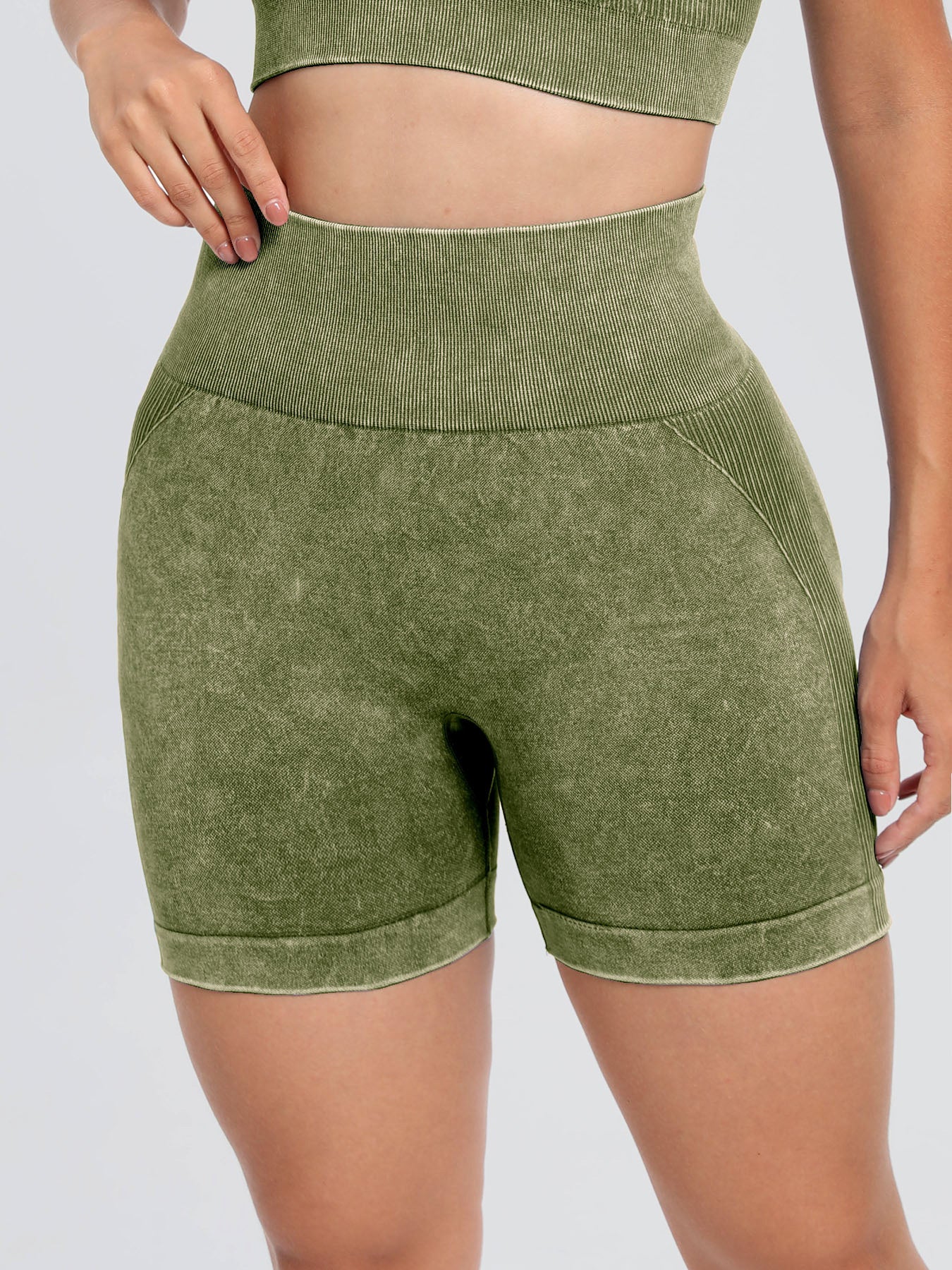 Buy Washed High Waist Active Shorts by Faz