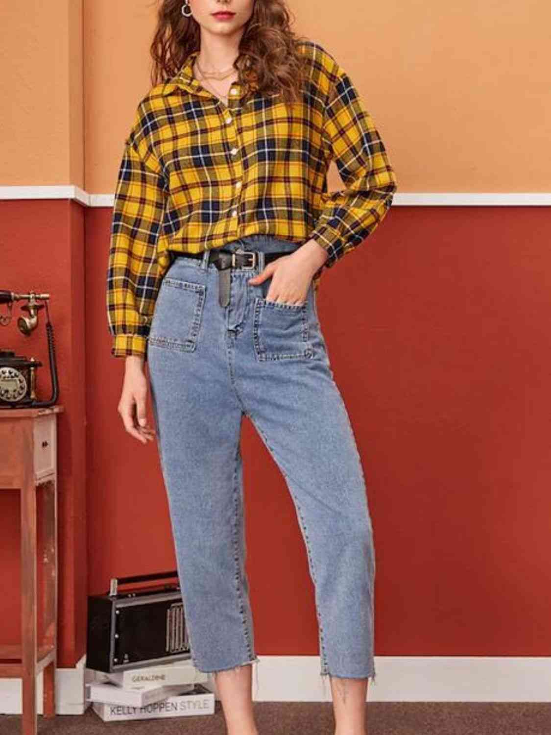 Buy Plaid Button Down Shirt by D&Y