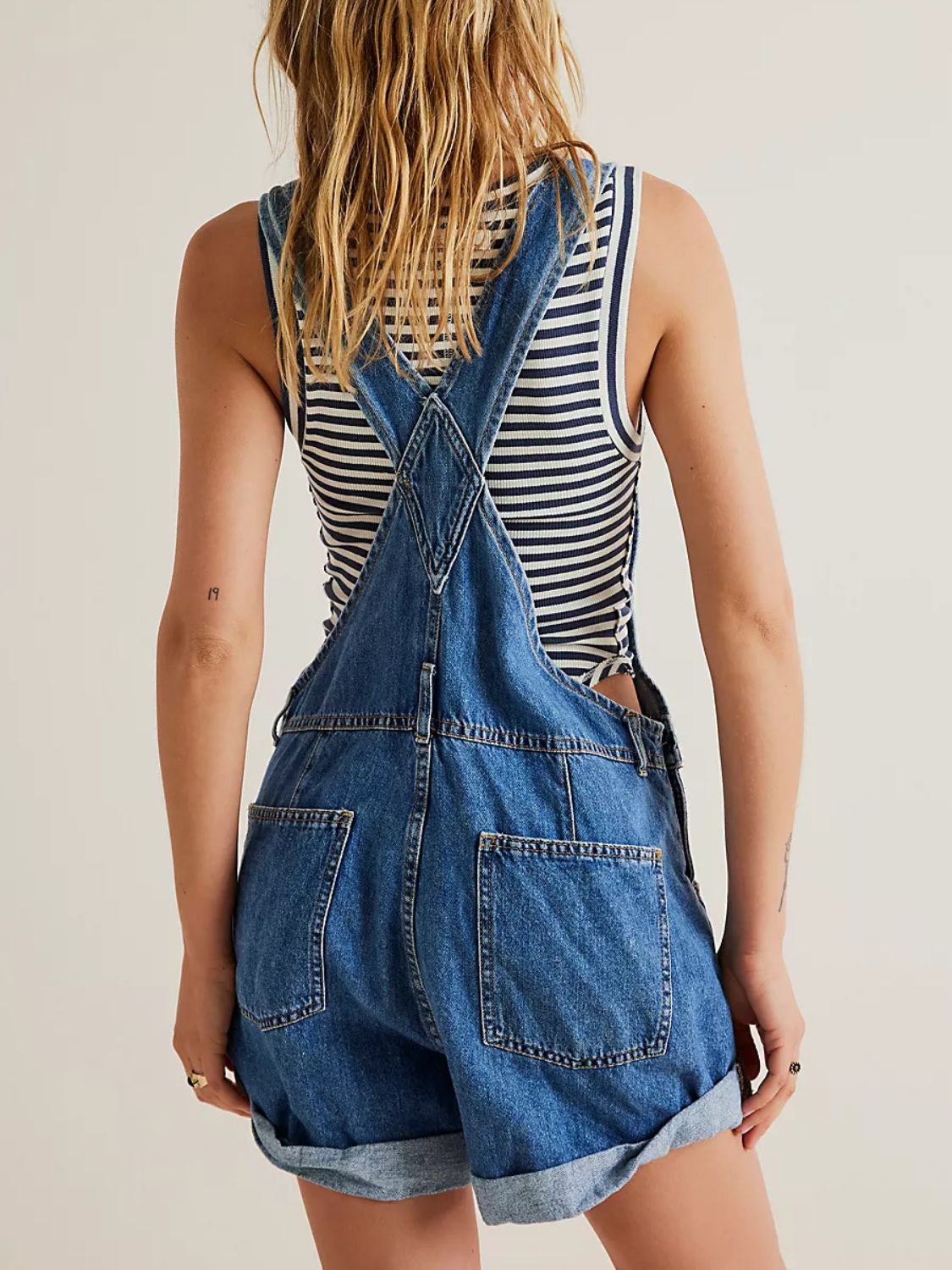 Buy Wide Strap Square Neck Denim Overalls by Faz