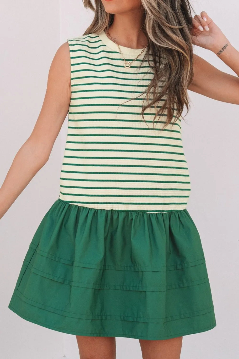 Buy Stripe Woven Sleeveless Mini Dress by Faz
