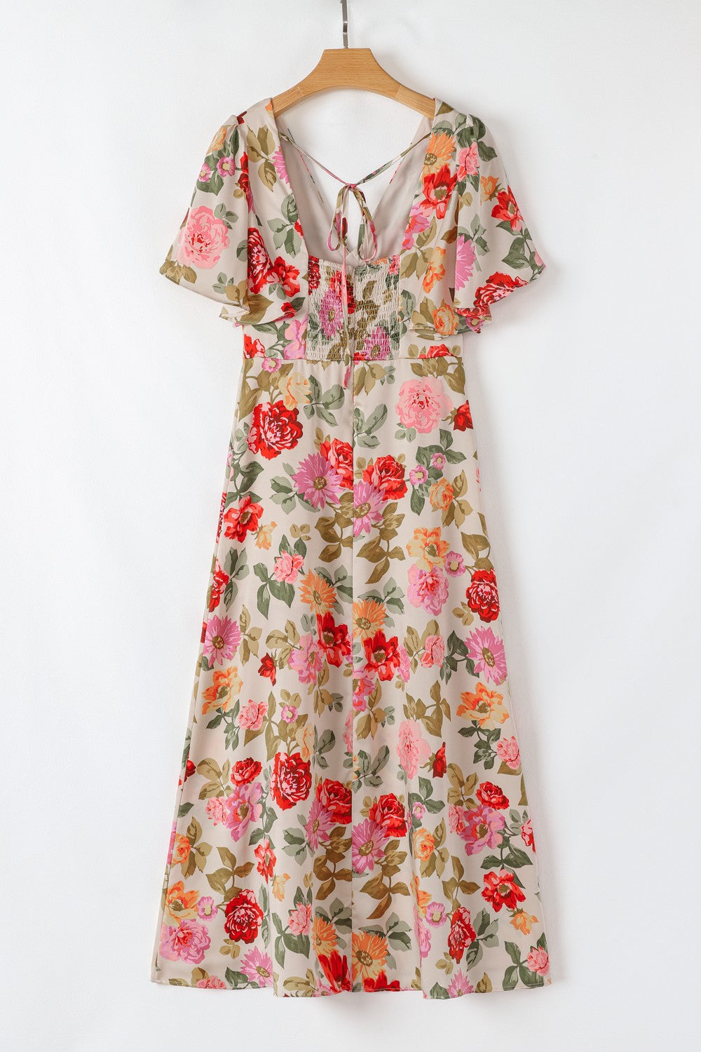 Buy Floral Short Sleeve Tie Back Slit Dress by Faz