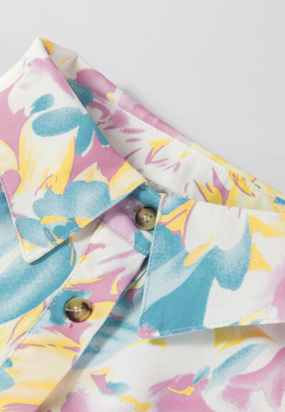 Buy Printed Button Down Lantern Sleeve Shirt by SYNZ