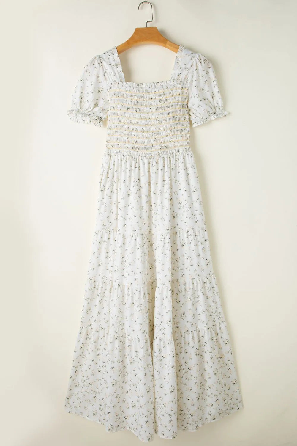 Buy Floral Smocked Short Puff Sleeve Maxi Dress by Faz