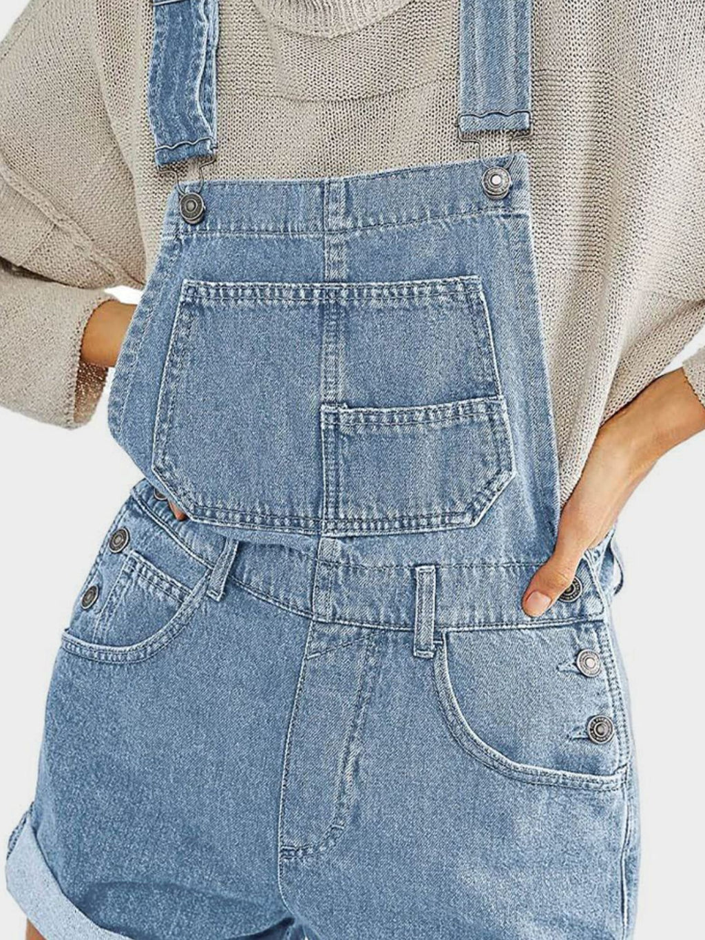 Buy Pocketed Square Neck Wide Strap Denim Overalls by Faz